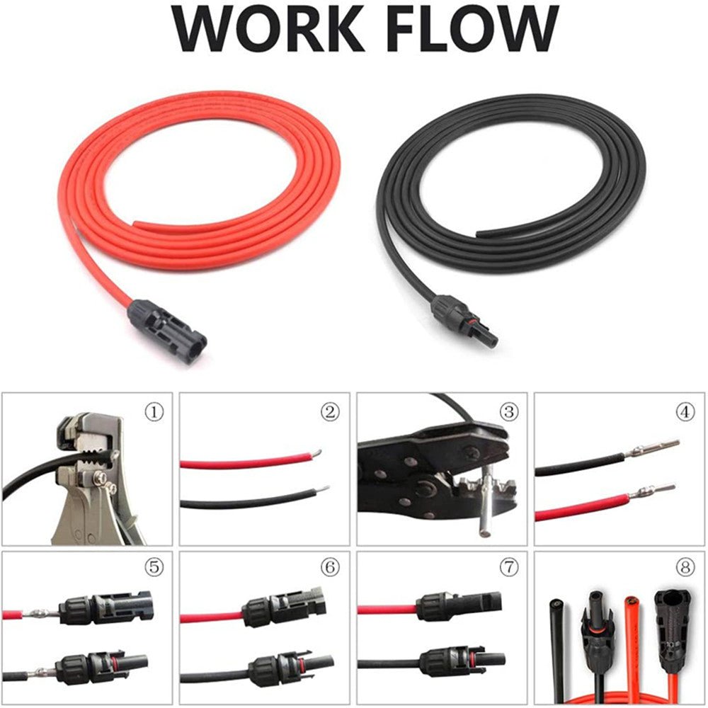 12AWG 16.4FT Solar Extension Cables Wires with Female and Male MC4 Connectors - wirings - ECO - WORTHY