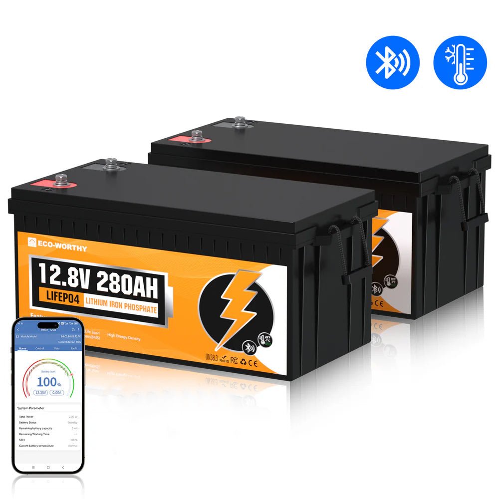 B2B - LiFePO4 12V 280Ah Lithium Iron Phosphate Battery With Bluetooth - lithium battery - ECO - WORTHY
