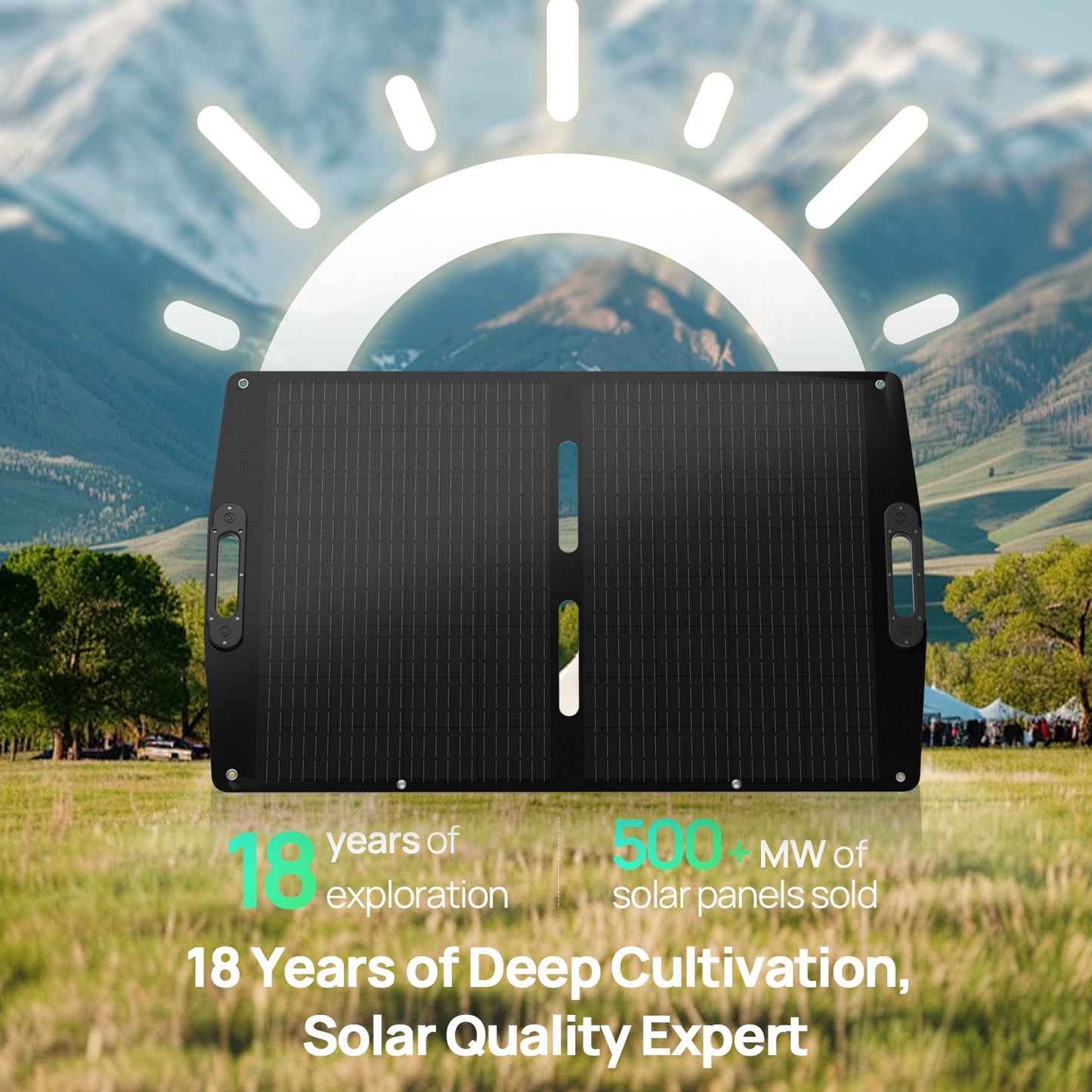 ECO - WORTHY 100W Portable Solar Panel for Outdoor Camping RV - Solar panel - ECO - WORTHY