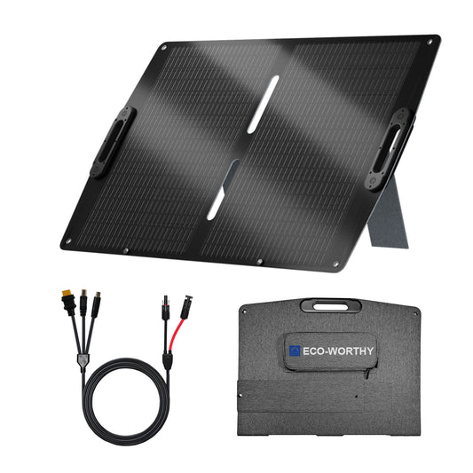 ECO - WORTHY 100W Portable Solar Panel for Outdoor Camping RV - Solar panel - ECO - WORTHY