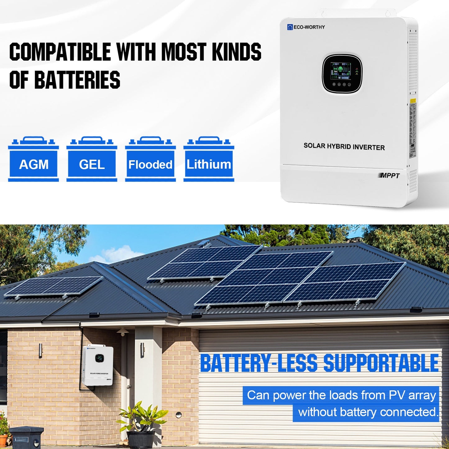 ECO - WORTHY 10KW Off - grid Inverter 48V 120V/240V Split Phase All - In - One Inverter | UL 1741 - charge inverter - ECO - WORTHY
