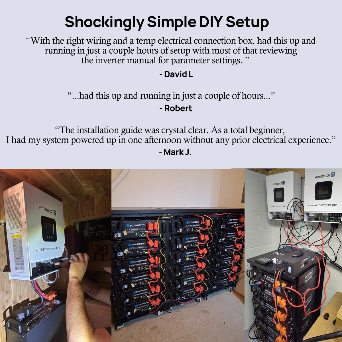 ECO - WORTHY 20.48KWh/30.72KWh Home Backup Power With 48V 100Ah LiFePO4 And 10000W 48V Off - Grid Inverter - ECO - WORTHY