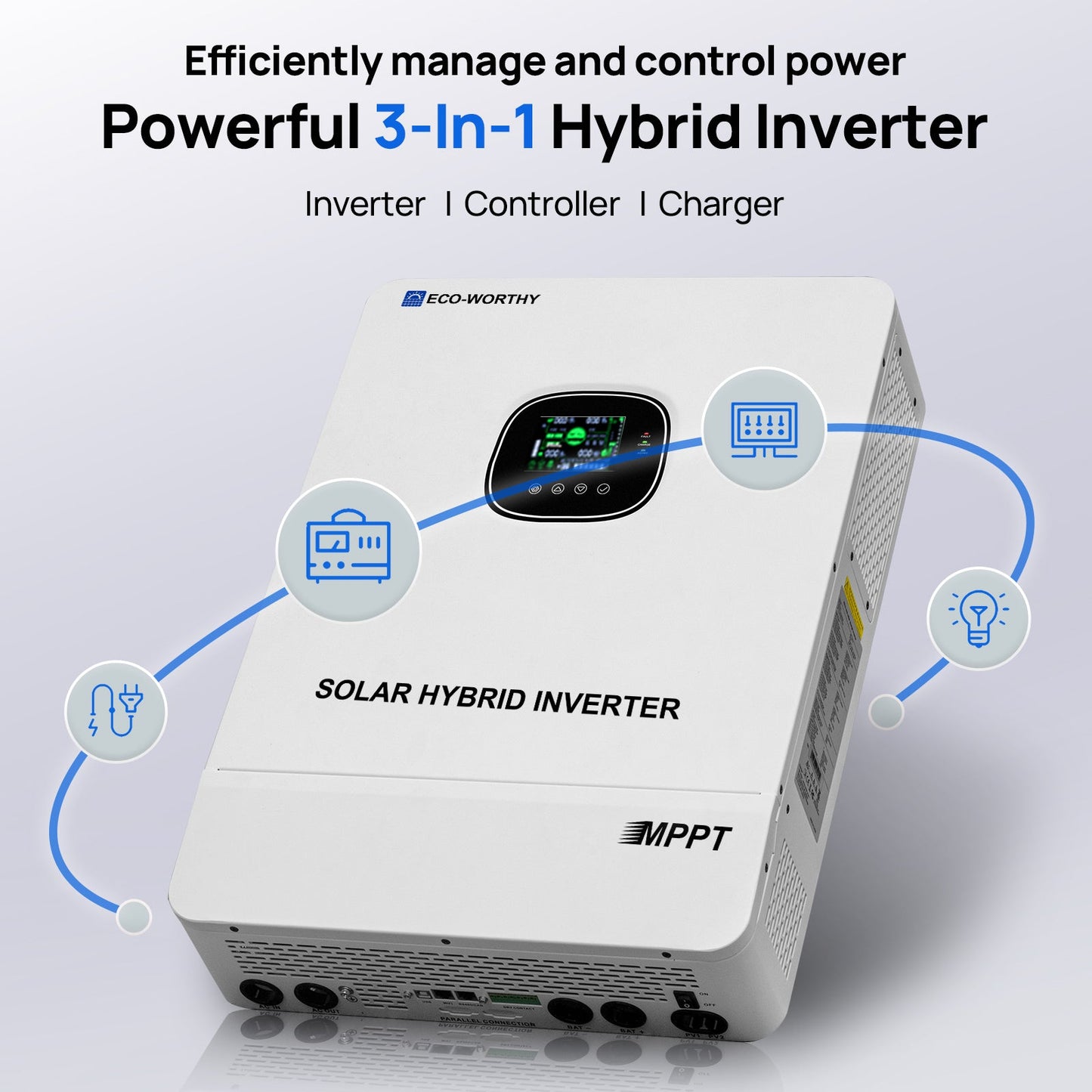 ECO - WORTHY 20.48KWh/30.72KWh Home Backup Power With 48V 100Ah LiFePO4 And 10000W 48V Off - Grid Inverter - ECO - WORTHY
