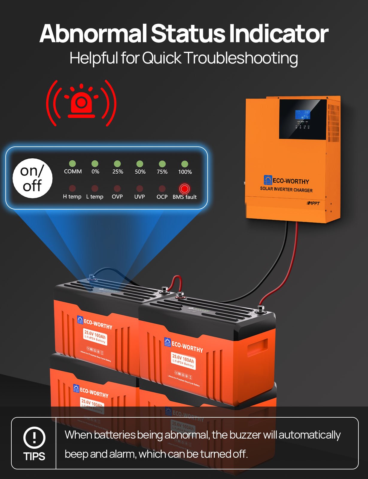 ECO - WORTHY 24V 100AH Bluetooth Lithium Battery with SOC LED Display, Built - in BMS with Low Temperature Protection - lithium battery - ECO - WORTHY