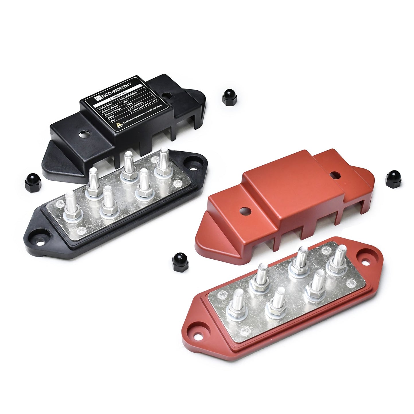 ECO - WORTHY 400A Busbar with 6×M8 Studs, One Set of Two for Parallel Batteries - battery accessories - ECO - WORTHY