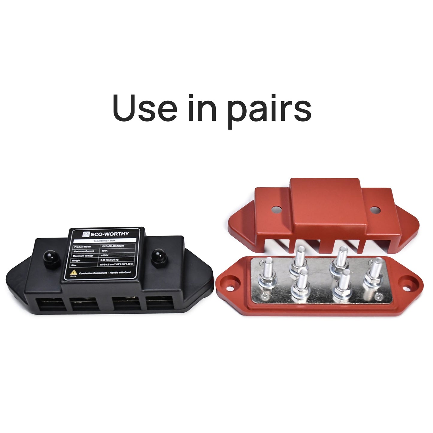 ECO - WORTHY 400A Busbar with 6×M8 Studs, One Set of Two for Parallel Batteries - battery accessories - ECO - WORTHY