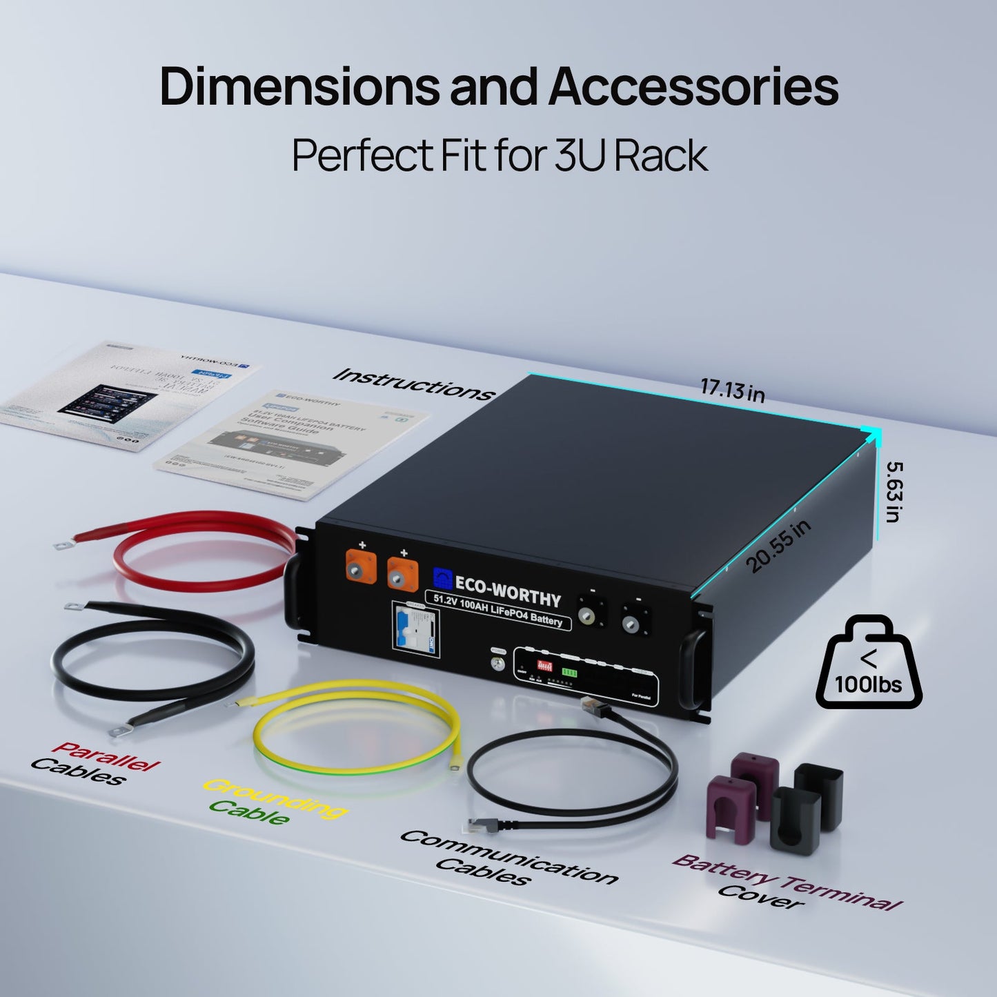 ECO - WORTHY 5.12KWh Home Backup Power With 48V 100Ah LiFePO4 And 3500W 48V Off - Grid Inverter - charge inverter - ECO - WORTHY