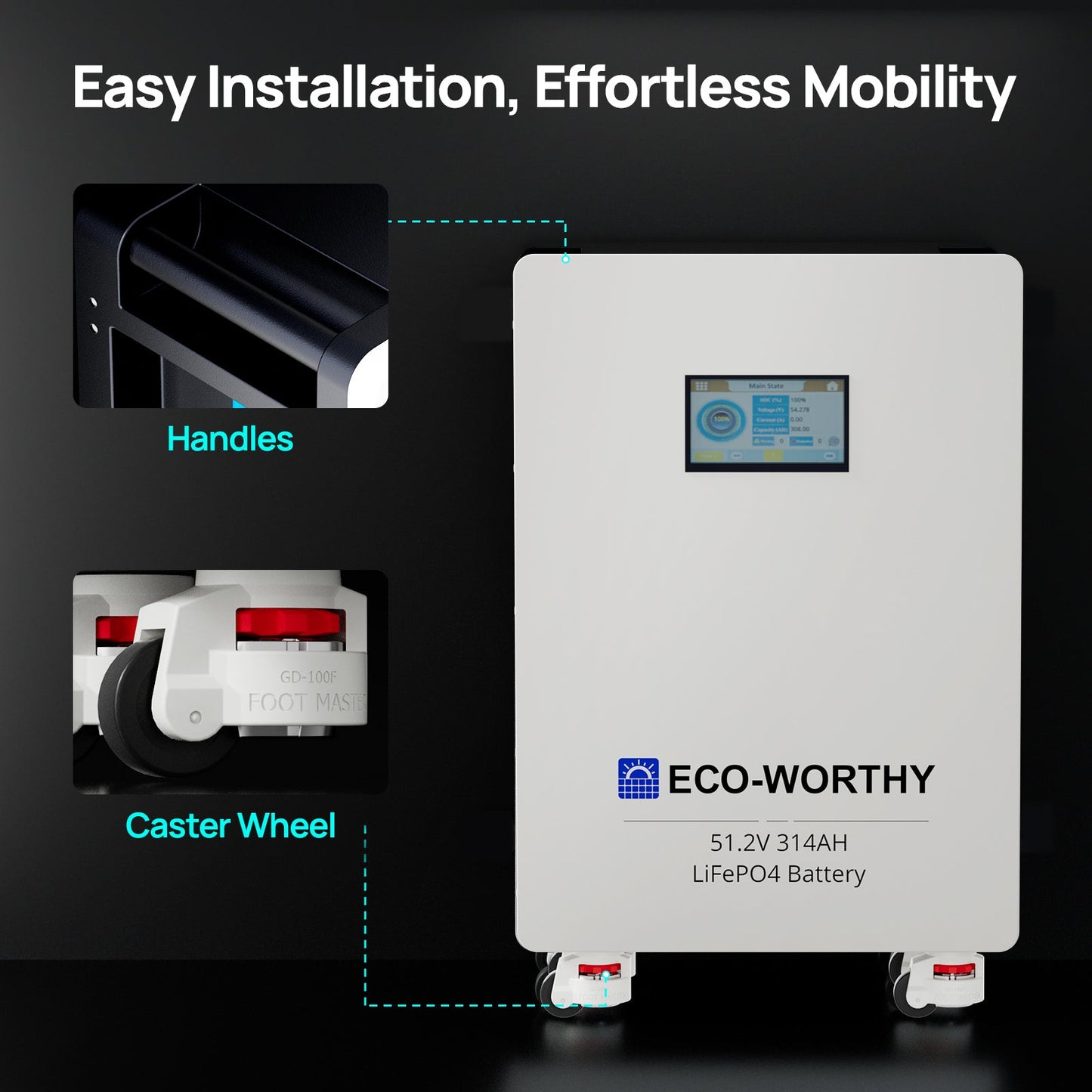 ECO - WORTHY Home Backup Power 16.08KWh 51.2V 314Ah Battery+10kW 48V Off Grid Inverter - lithium battery - ECO - WORTHY