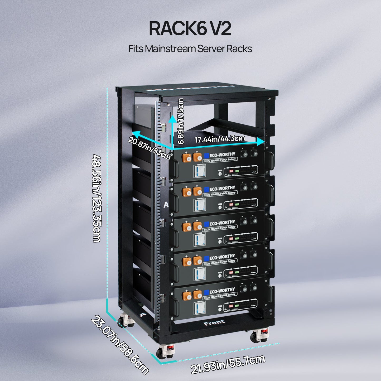 ECO - WORTHY RACK6 V2 I 6 - Layer Rack With 600A Busbar| For Server Rack Battery All Versions - lithium battery - ECO - WORTHY