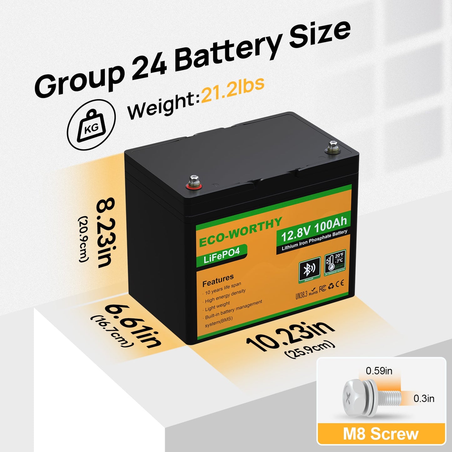 LiFePO4 12V 100Ah Lithium Iron Phosphate Battery With Bluetooth And Low - temperature Protection - lithium battery - ECO - WORTHY