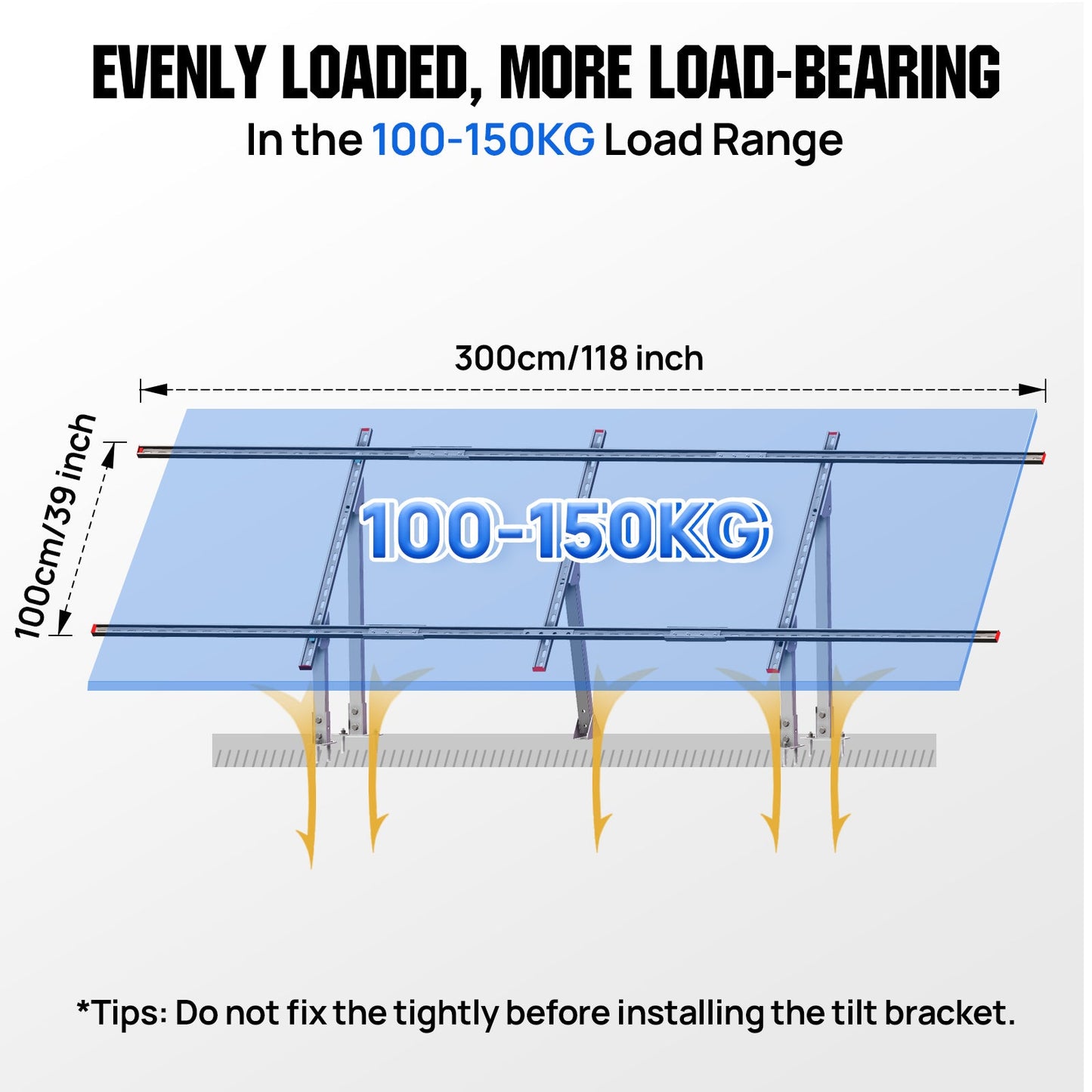 Upgraded Adjustable Multi - Piece Solar Panel Mounting Brackets for 1 - 4 Pieces of 200W 300W 400W Solar Panels - Mounting brackets - ECO - WORTHY