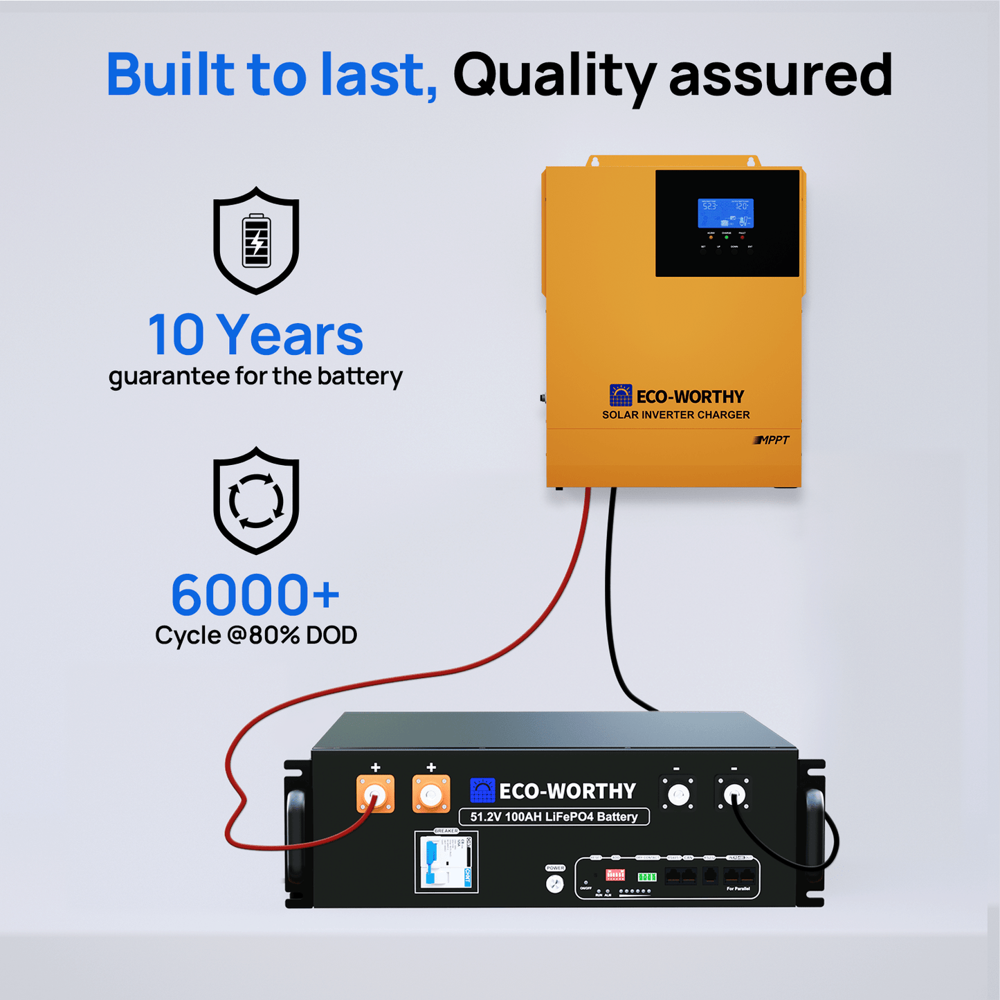 ECO - WORTHY 5.12KWh Home Backup Power With 48V 100Ah LiFePO4 And 3500W 48V Off - Grid Inverter - charge inverter - ECO - WORTHY