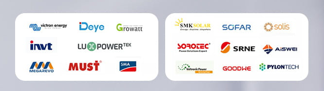 Server Rack series batteries can be connected to the inverter brands